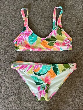 Neon floral 2 piece bikini size XL